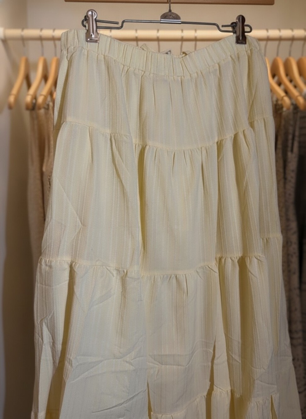 SHEIN Yellow Tiered Maxi Skirt 2XL